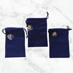 Set of 3 TORY BURCH Navy Blue Jewelry Dust Bags with Logo Charms